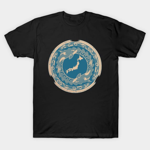 Orcas and map of Japan T-Shirt by NicGrayTees